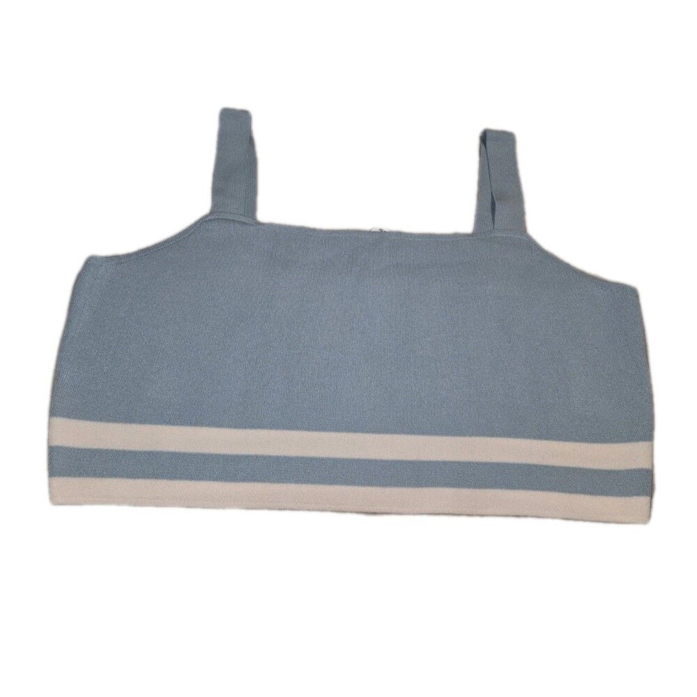 Edited By Remi Bader Cropped Knit Tank Top Stretch Blue Sz Women's 4X Crop Top